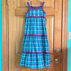 Girl’s size medium Kandy Kiss purple and turquoise checked sleeveless dress